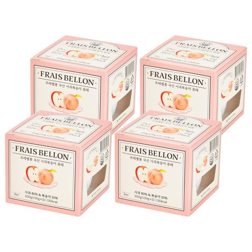 프레벨롱 국산 과일퓨레, 사과복숭아, 200g, 4개