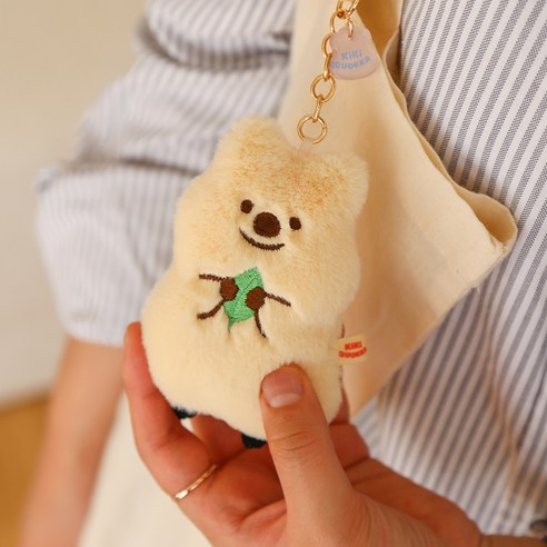 모찌타운 키키쿼카 쁘띠 키링 가방고리 인형, 16cm, 하삐(크림), 1개