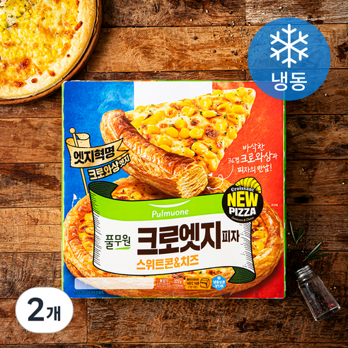풀무원 크로엣지 피자 스위트콘&치즈 (냉동), 372g, 1개입, 2개
