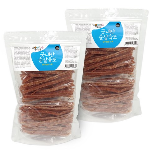 펫푸드궁 국내산 순살육포 200g, 닭가슴살, 2개