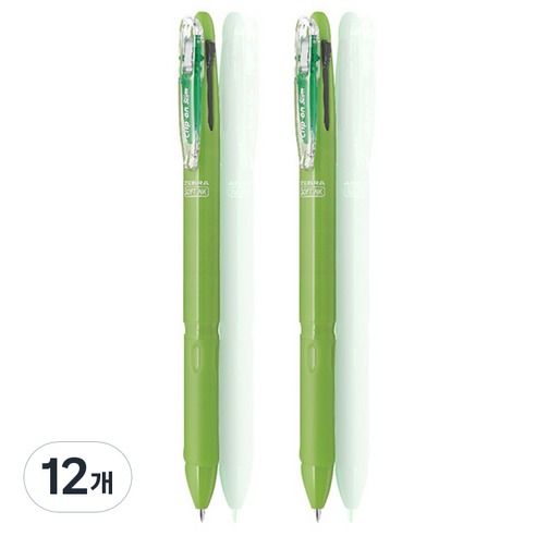 제브라 클립온 슬림 소프트 3C 3색펜 0.7mm, 라이트그린, 12개