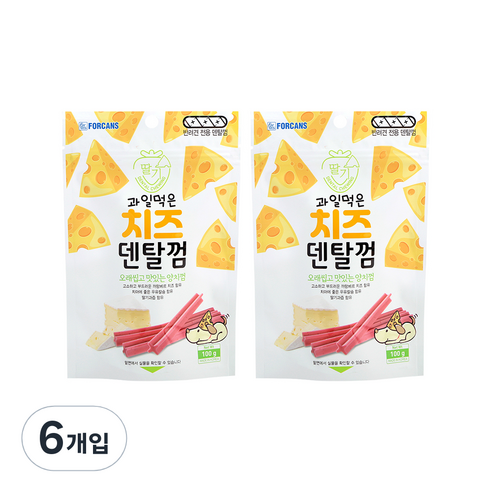 포켄스 과일먹은 치즈덴탈껌, 딸기, 100g, 6개