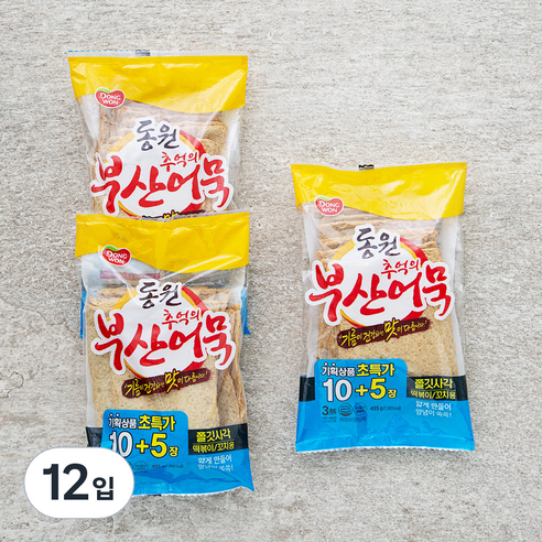 동원 추억부산 쫄깃사각 어묵, 495g, 12입