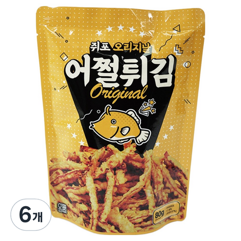 어쩔튀김 후라이드 쥐포 튀김 오리지날, 6개, 80g