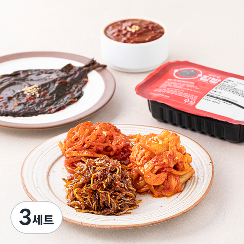 모두의 집밥 싱글 매운 반찬 5종 소고기고추장범벅 + 양념깻잎절임 + 고추장멸치볶음 + 고추장진미채 + 볶음김치, 3세트