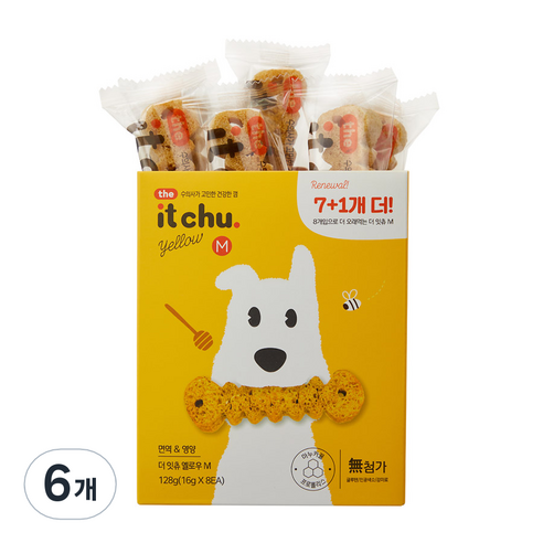 잇츄 옐로우 M 강아지 덴탈껌 128g, 밀웜, 6개