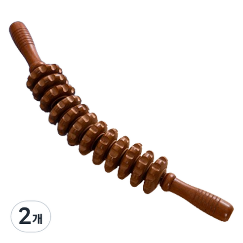 모두의시작 원목 나무 마사지 롤러 43cm, 브라운, 2개