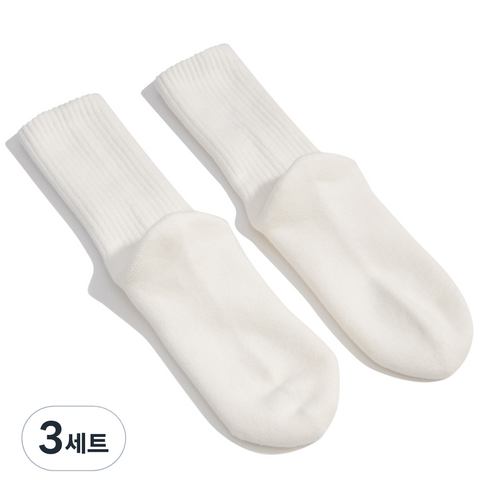 리투 웜 기모 데일리 크루삭스, 아이보리, 3세트
