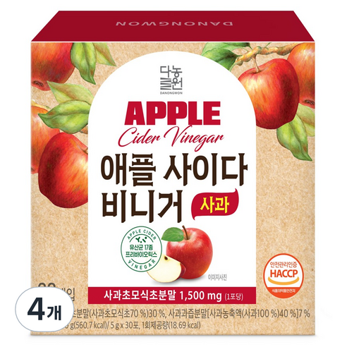 다농원 애플사이다비니거 사과맛 30p, 150g, 4개