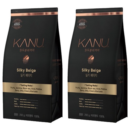 카누 원두 분쇄 커피 실키 베이지, 200g, 2개