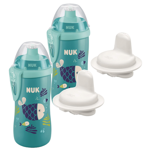 누크 퍼스트초이스 키즈 주니어컵 300ml + 스포츠캡 + 하드스파우트 세트, 2세트, 피쉬