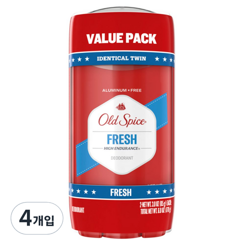 올드스파이스 하이 인듀어런스 프레시 트윈팩 남성 데오드란트, 85g, 4개
