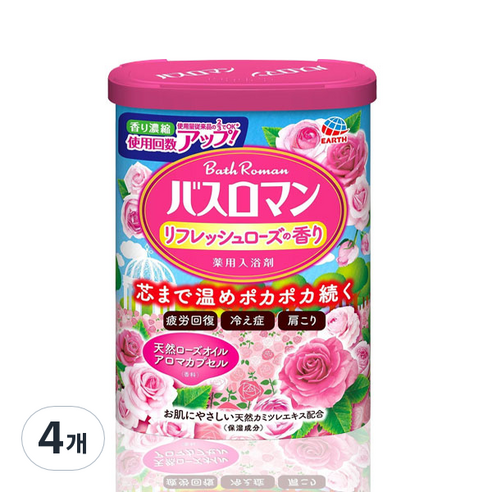 바스로망 입욕제 릴렉스 장미, 600g, 4개