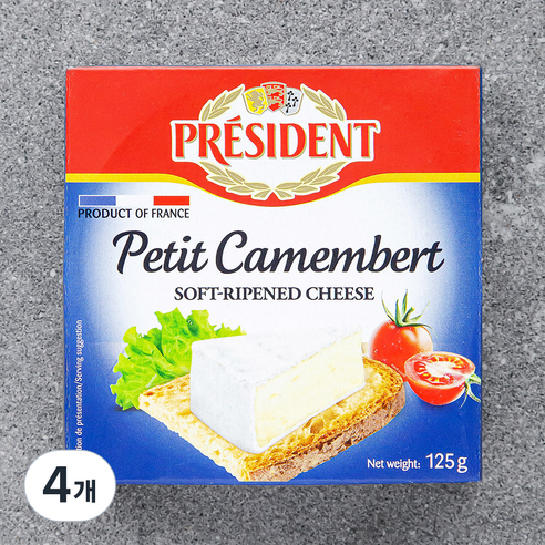 프레지덩 까망베르쁘띠 치즈, 125g, 1개입, 4개
