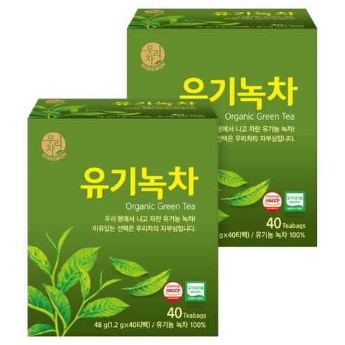 우리차 유기녹차, 1.2g, 40개입, 2개