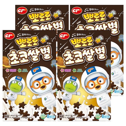씨알로 뽀로로 초코쌀별 시리얼, 450g, 4개