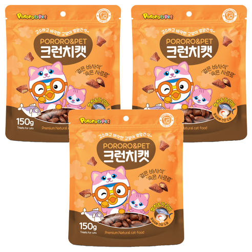 에이비에스엘 뽀로로펫 크런치캣 간식, 참치 + 가리비 혼합맛, 150g, 3개