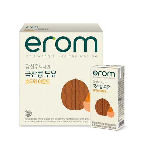 이롬 황성주박사의 국산콩 두유 호두와 아몬드, 190ml, 48개