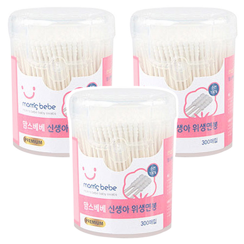 맘스베베 신생아 위생면봉, 300개입, 3개