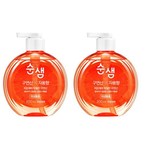 순샘 구연산 자몽 용기 세제, 500ml, 2개
