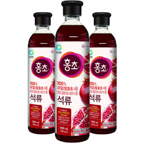 청정원 홍초 100% 자연발효초 사용 석류, 900ml, 3개