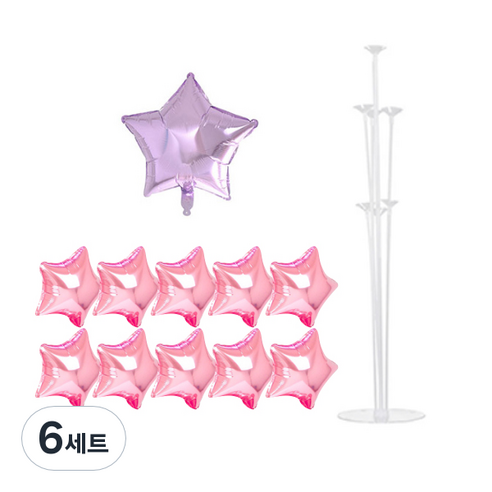 파티쇼 풍선꽂이장식세트 70cm, 별핑크라벤다, 6세트