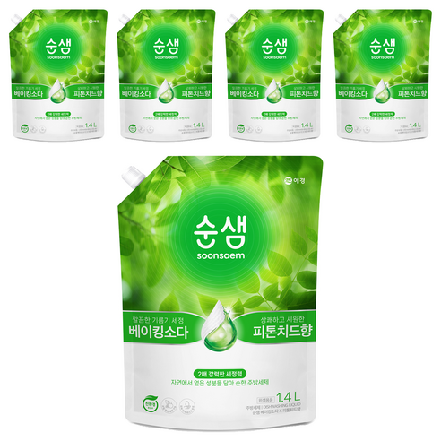 순샘 베이킹소다 피톤치드향 리필 세제, 1.4L, 5개