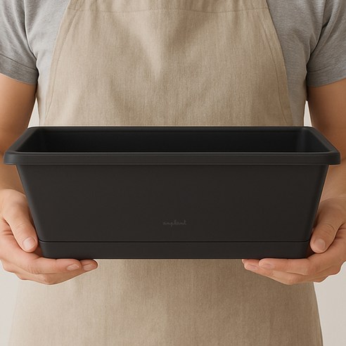 앙플랜트 직사각 텃밭화분 + 받침 세트, 다크그레이, 1세트