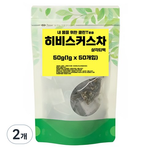 내 몸을 위한 클린Tea 히비스커스 차 삼각티백, 1g, 2개, 50개입