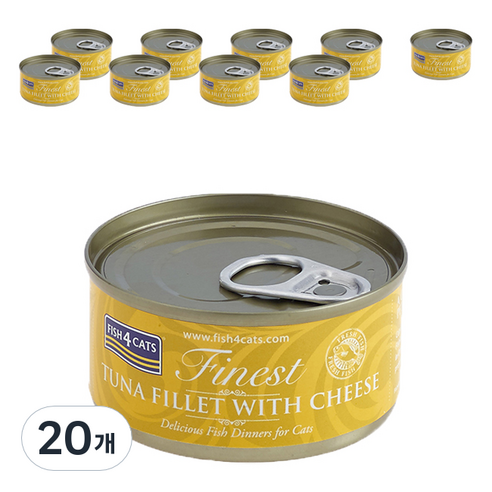 피쉬포캣 생후 3개월 이상 고양이 주식캔, 참치+치즈, 70g, 20개