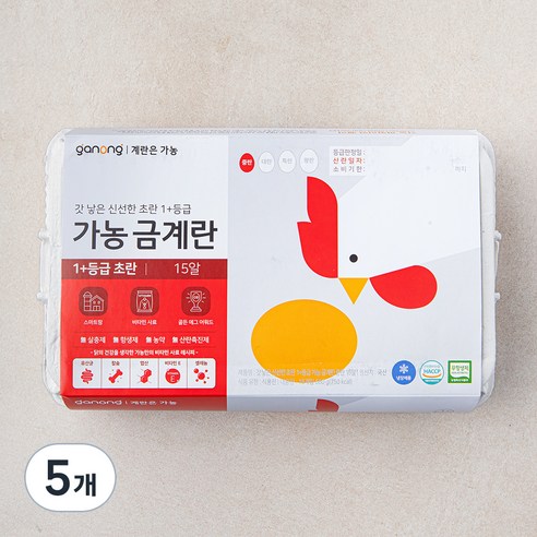가농 무항생제 1+등급 초란, 15구, 5개