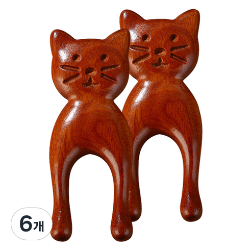떼루와 U커브 고양이 디자인 괄사 마사지 빗, 6개