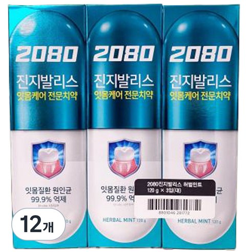 2080 진지발리스 허벌민트향 치약 120g, 12개 묶음 
구강/면도