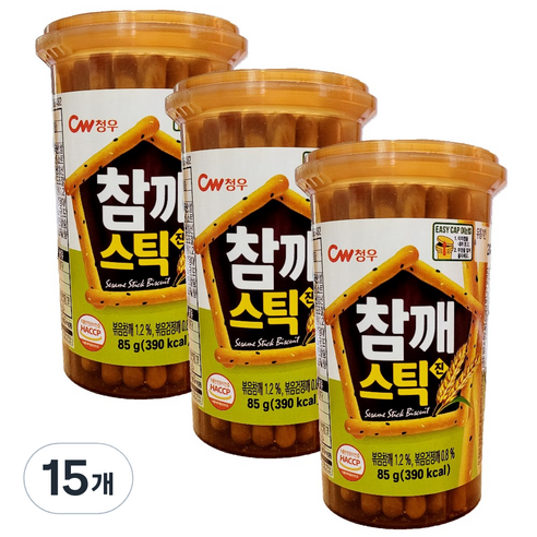 청우식품 참깨스틱 진, 85g, 15개