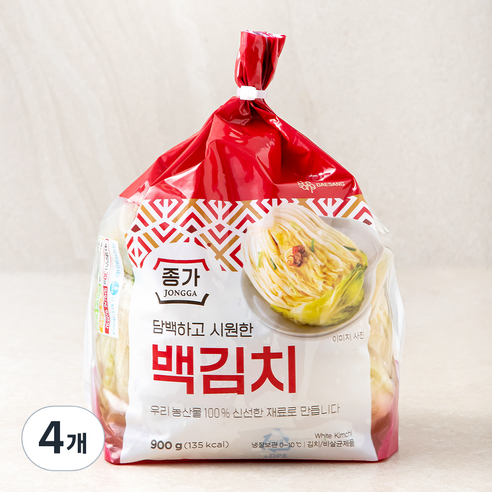 대상 종가 백김치, 900g, 4개