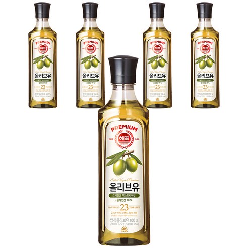 해표 압착 올리브유, 500ml, 5개