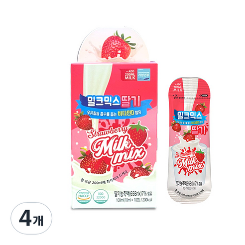 밀크믹스 어린이 비타민D 딸기맛 10p, 4개, 100ml