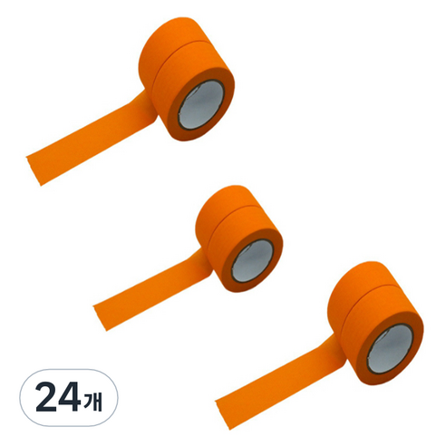 만들하비 컬러 종이 마스킹 테이프 2.5cm x 13m, 오렌지, 24개