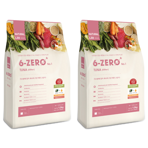 네츄럴랩 키튼 6 ZERO PLUS CAT 1 건식사료, 2개, 참치, 1.2kg