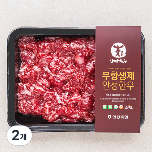 안성한우 무항생제 인증 1++등급(7) 양지 세절 국거리용 (냉장), 300g, 2개