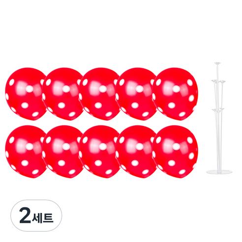 파티쇼 풍선꽂이장식세트 70cm, 도트레드, 2세트