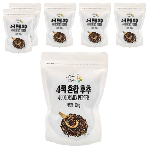 내츄럴스파이스 4색 혼합후추 리필용, 200g, 6개