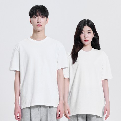 포슈어 순면 20수 옆 트임 레이어드 반팔 티셔츠