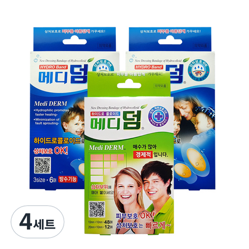 메디덤 밴드 네모형 60p + 방수형 6p x 2개 세트, 4세트