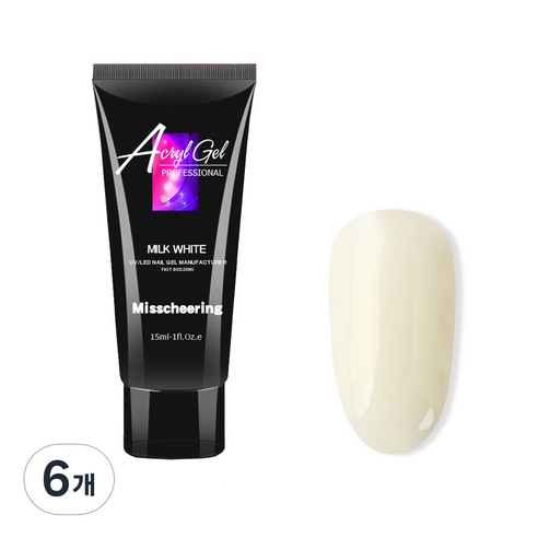 네일연장 폴리젤 15ml, 밀크화이트, 6개