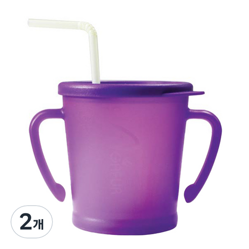 아가프라 유아용 매직 빨대컵 300ml, 2개, 퍼플