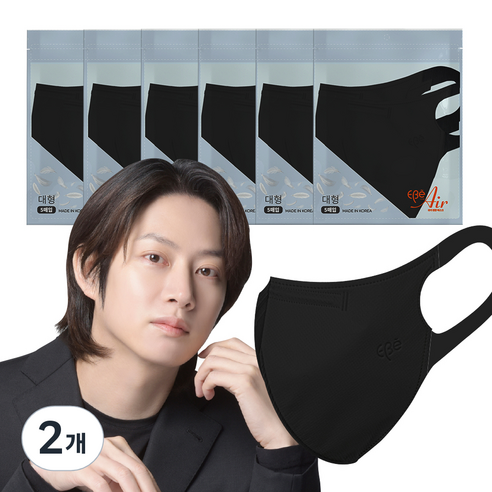 이비에 에어 귀편한 얼큰이 새부리형 마스크 대형, 30개입, 2개, 블랙