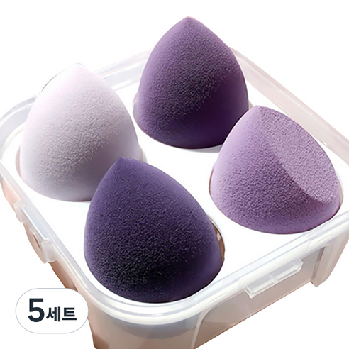 에이홉 슈퍼 소프트 에어쿠션퍼프 4구 + 보관함 세트, 5세트, 퍼플
