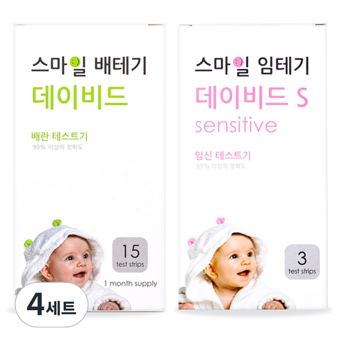 스마일랩 스마일 데이비드 배란테스트기 15p + 스마일 임신테스트기 S 3p, 18개입, 4세트