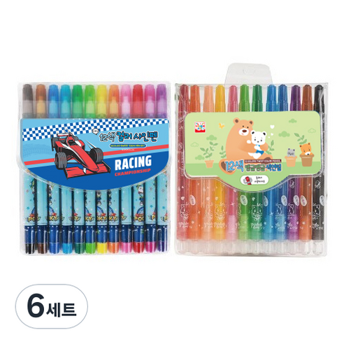 영아트 12색 싸인펜 + 12색 색연필 세트, 블루, 6세트
